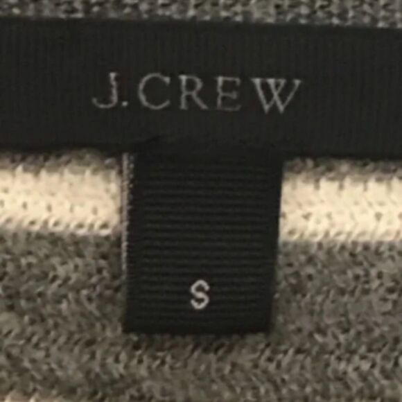 Women’s J. Crew Grey Striped Merino Wool Sweater Elbow Patches - Picture 7 of 9